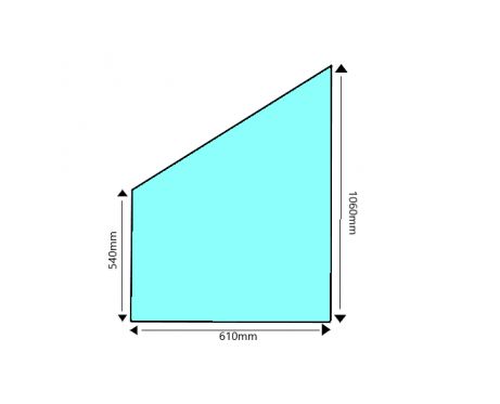 Veiligheidsglas driehoek 610 x 1060 x 540 mm, dikte 3 mm